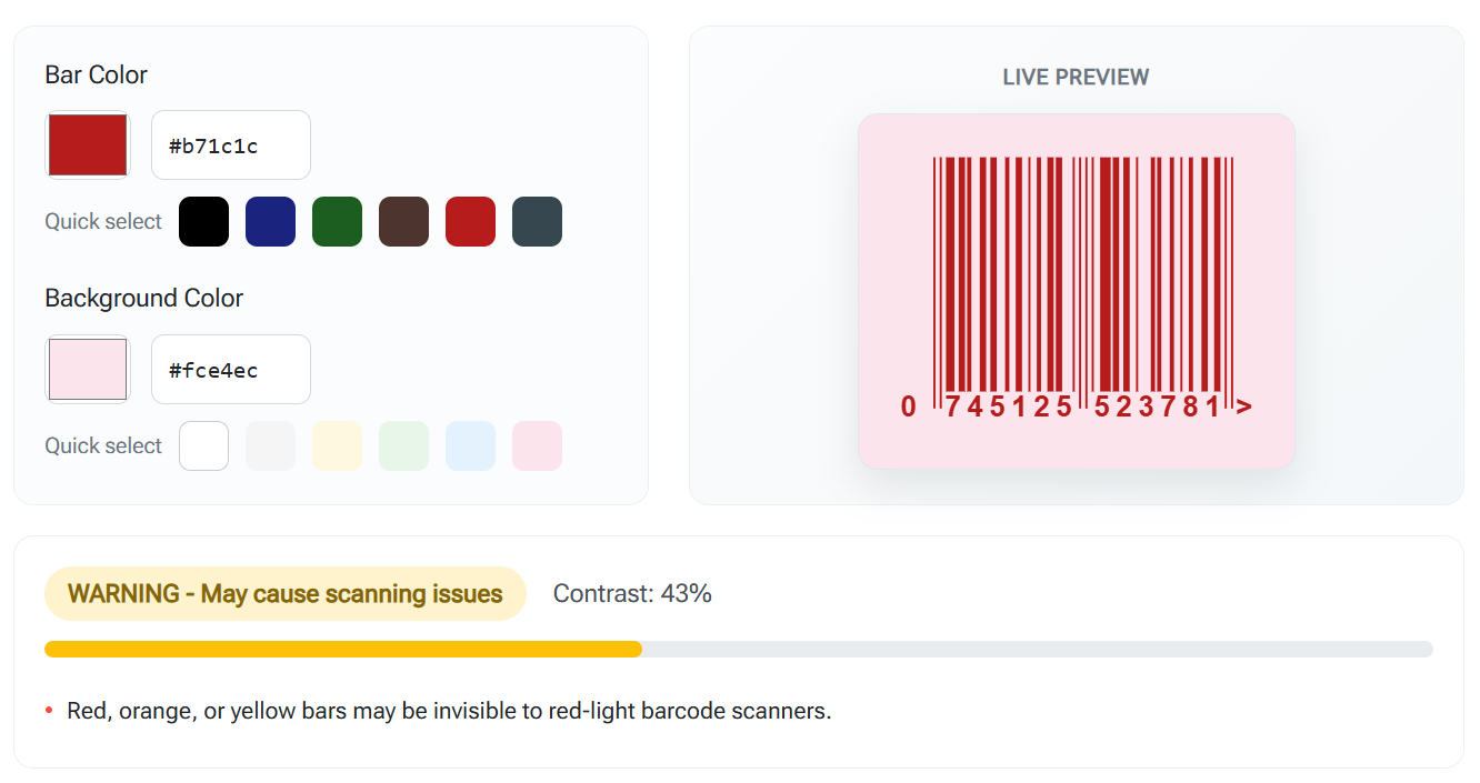 Red Bar Code Color Barcode Colour Checker - hkbarcodes.hk